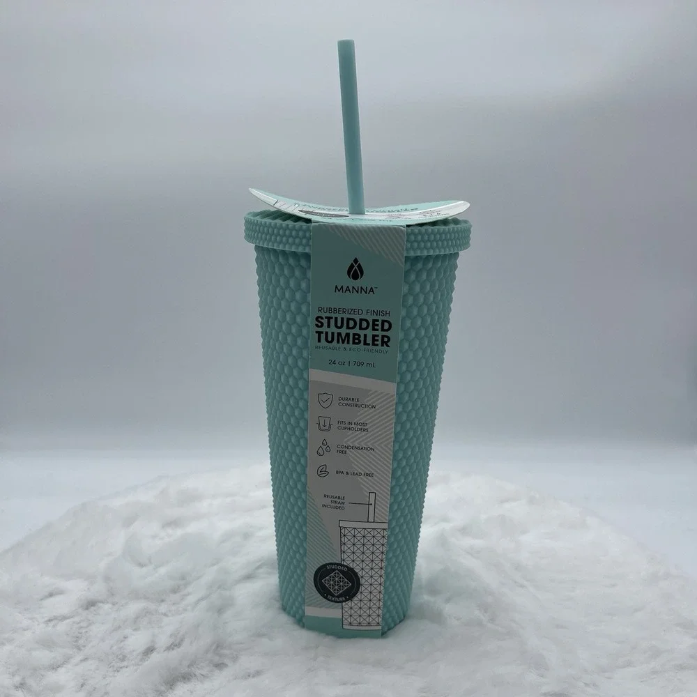Manna Studded Tumbler 24 oz Cup Rubberized Finish Mint Green Eco-Friendly